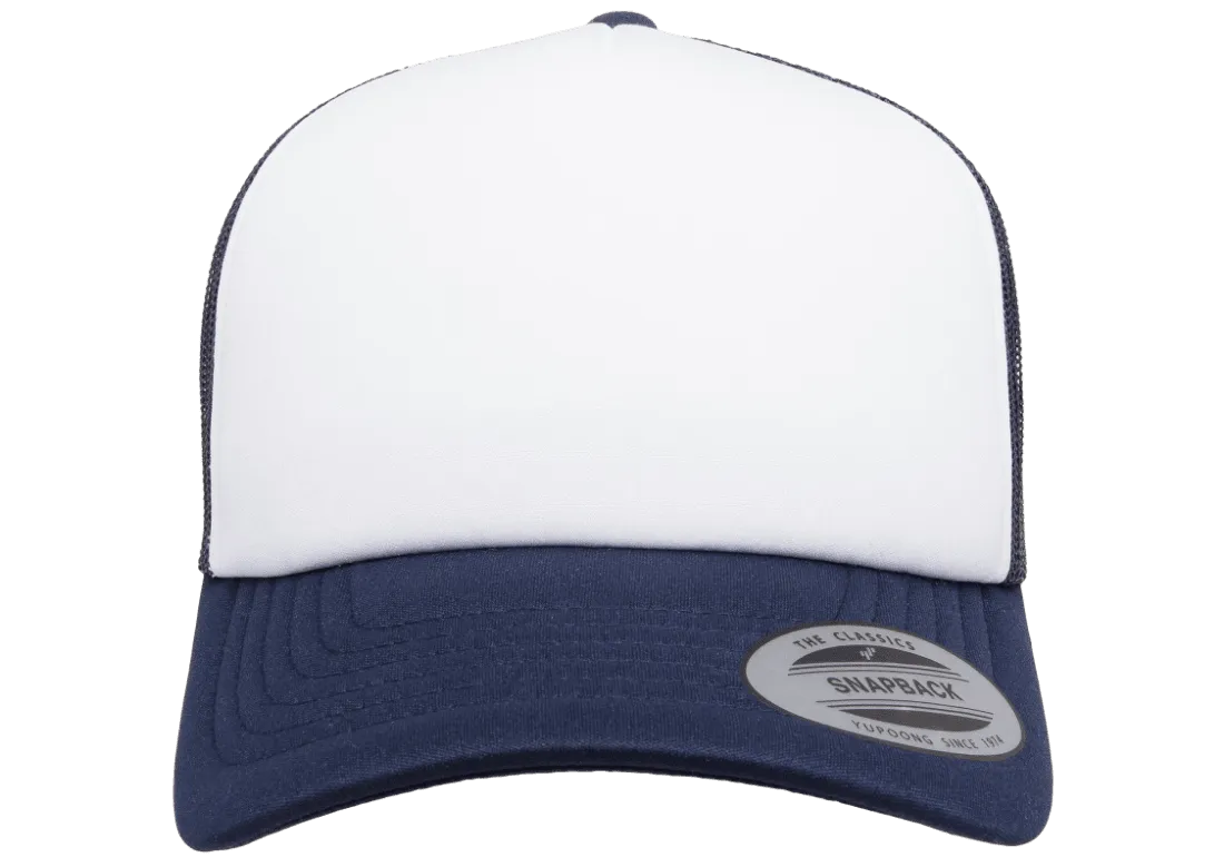 YP CLASSICS® Curved Visor Foam Trucker Cap White/Navy