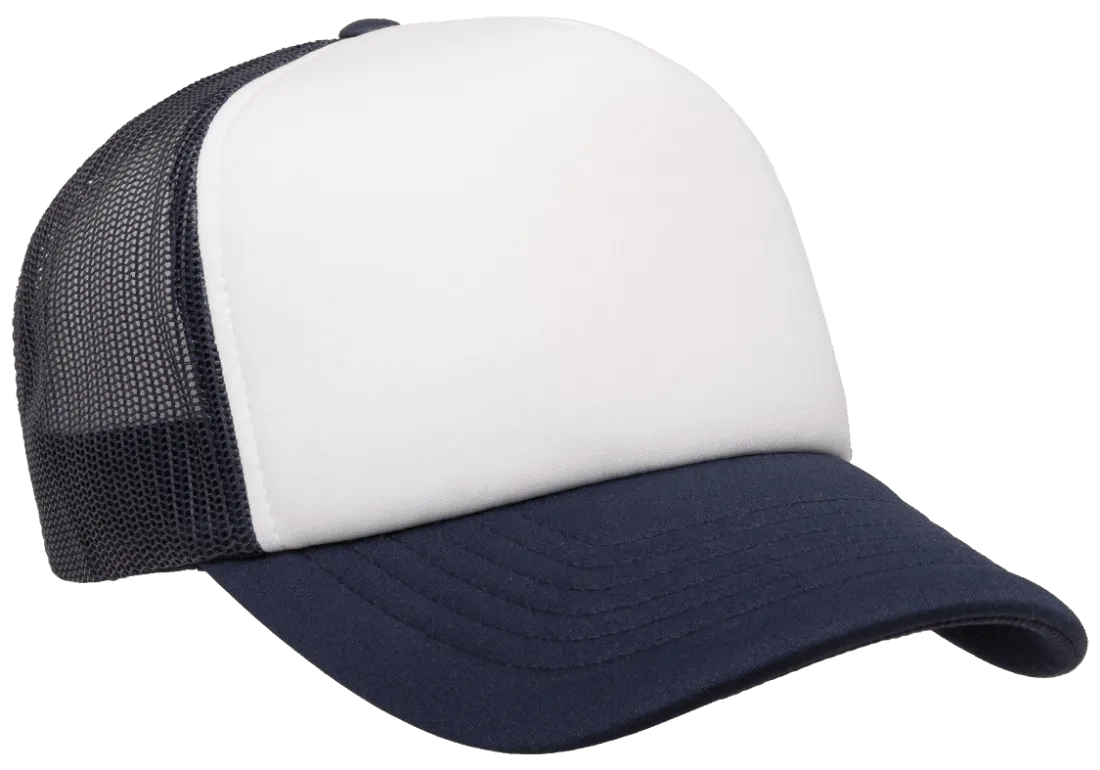 YP CLASSICS® Curved Visor Foam Trucker Cap White/Navy