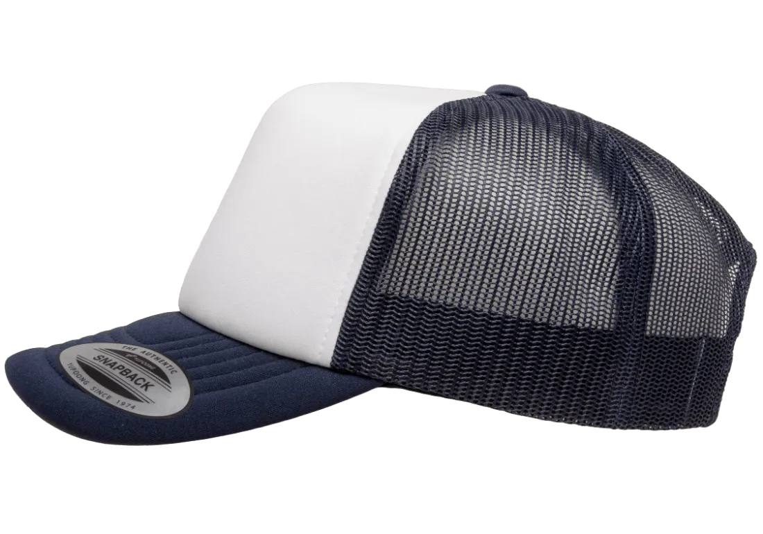 YP CLASSICS® Curved Visor Foam Trucker Cap White/Navy