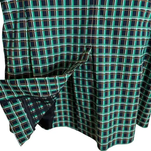 Zara Green Plaid Checked Blazer Jacket Double Button Collared Size Medium