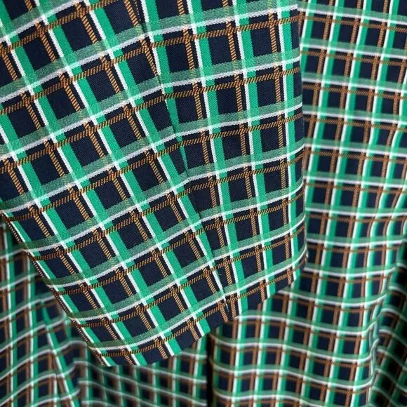 Zara Green Plaid Checked Blazer Jacket Double Button Collared Size Medium