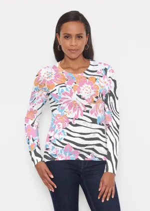 Zebra Posy Black (8118) ~ Signature Long Sleeve Crew Shirt